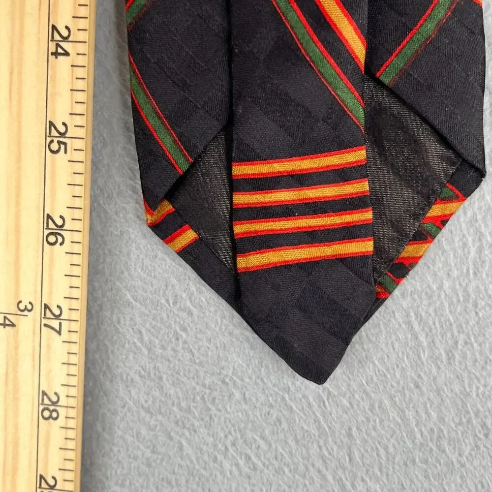 Lanvin Chemisier Paris Necktie Black Colorful Geometric Silk Mens Tie